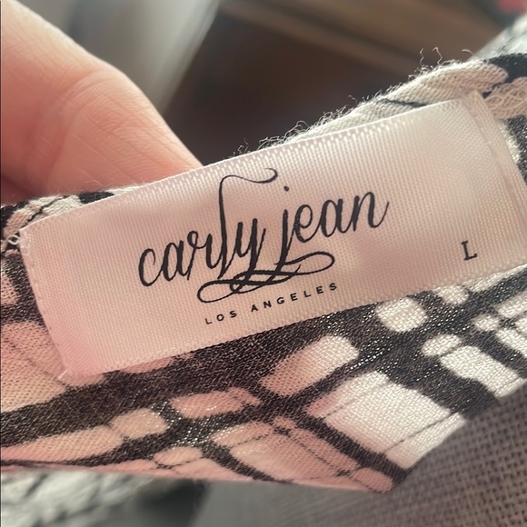 Carly Jean Los Angeles Black and White Tunic with V-Neck, size L - Picture 2 of 7